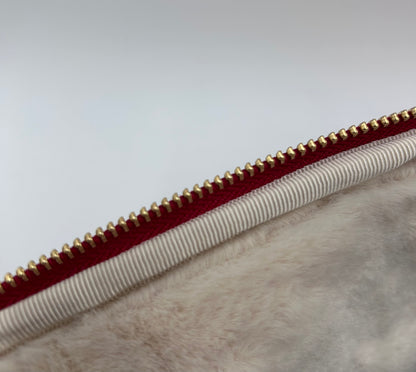 Flute Bag - Stylish red leather case cover with faux fur lining