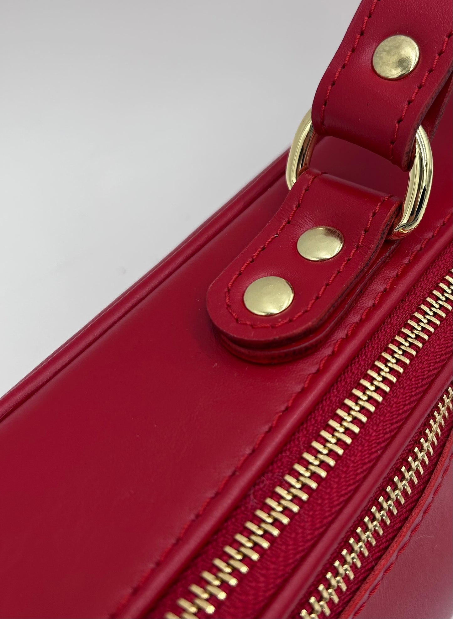 Flute Bag - Stylish red leather case cover with faux fur lining