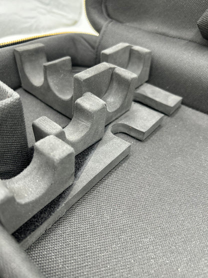 Double Case for 2 clarinets - Navy blue genuine italian leather with gold toned logo and zipper