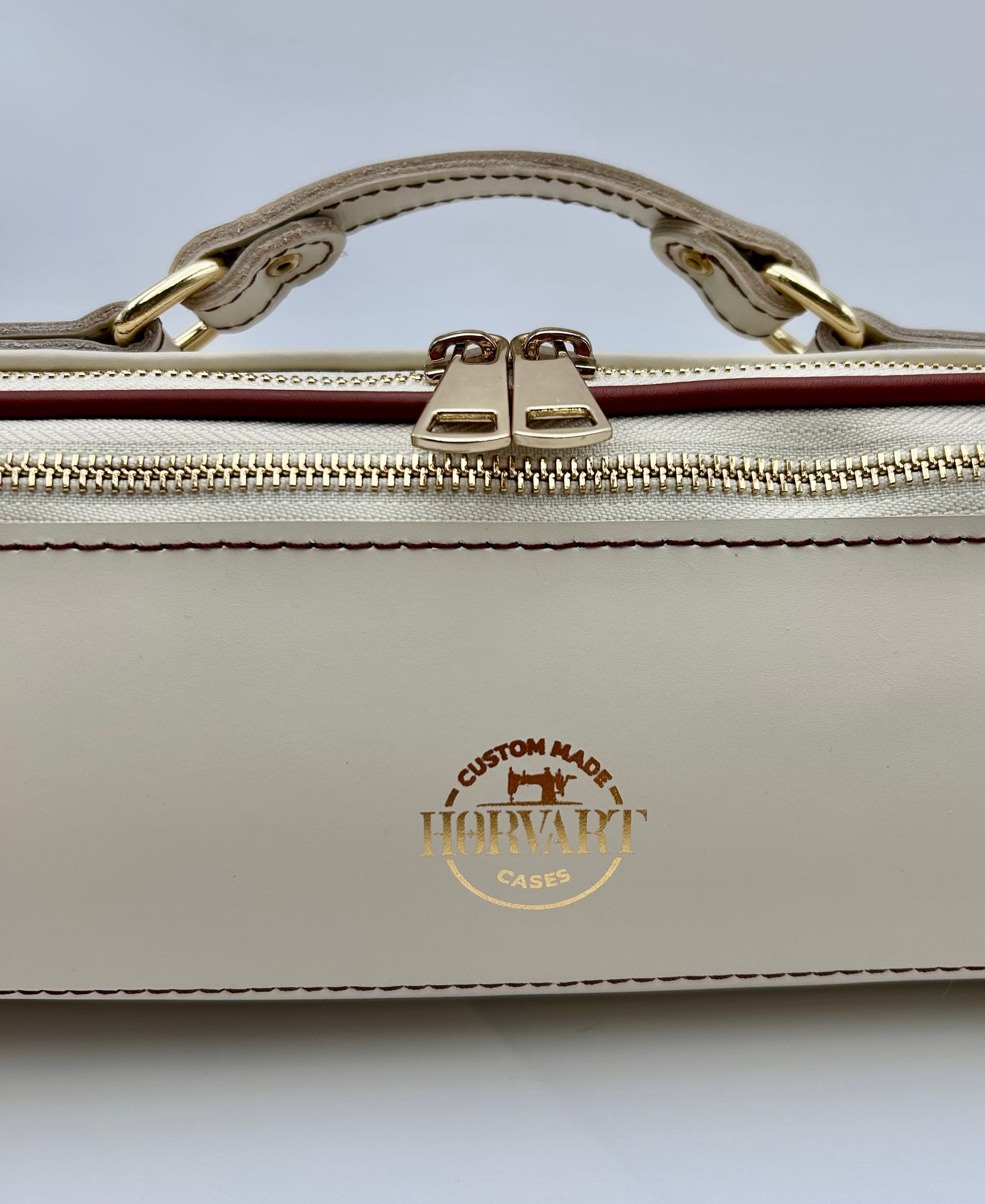 Flute Bag - Ivory coloured Leather with a pinch of brown in Rose's style.