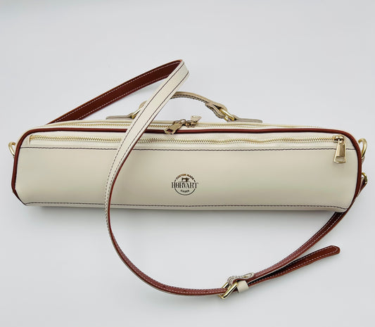 Flute Bag - Ivory coloured Leather with a pinch of brown in Rose's style.